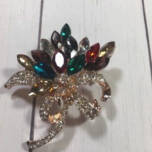 Rhinestone Orchid Flower Crystal Brooch pin